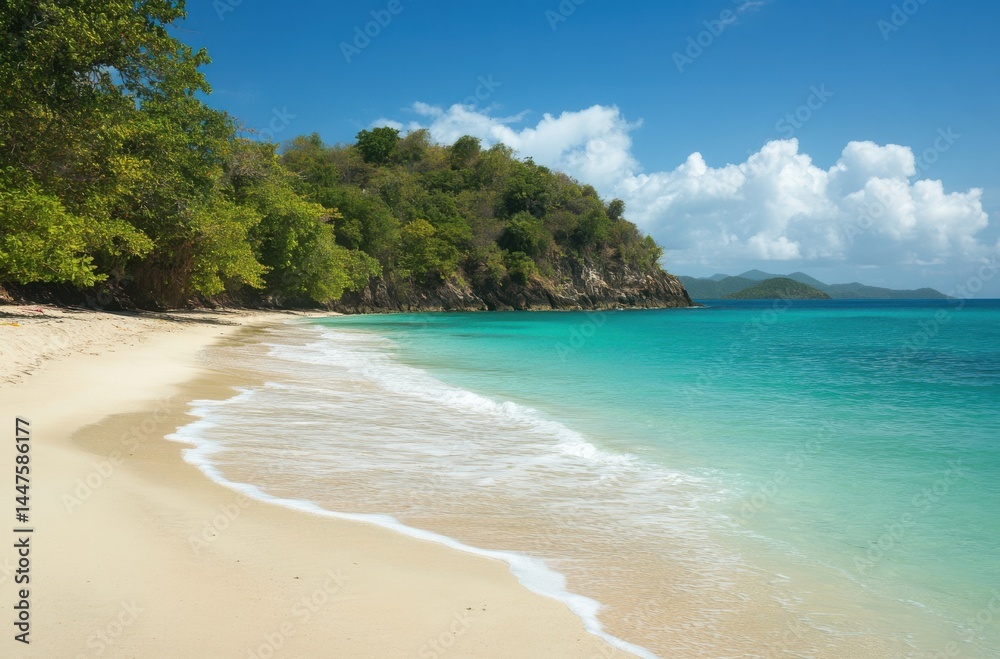 A tranquil beach with turquoise water and gentle A tranquil beach with turquoise water and gentle