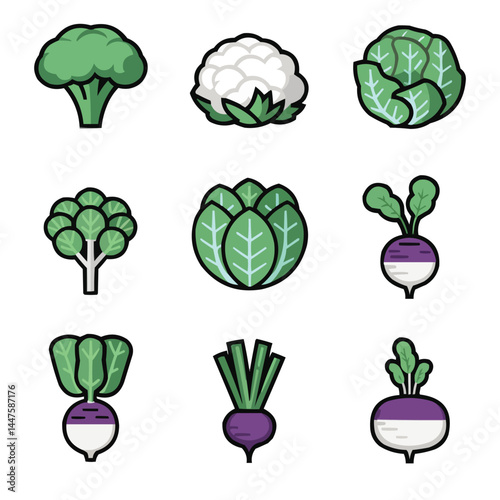Vibrant Brassica Icons 3x3