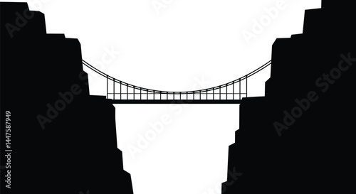 Minimalist Bridge Silhouette Between Cliffs