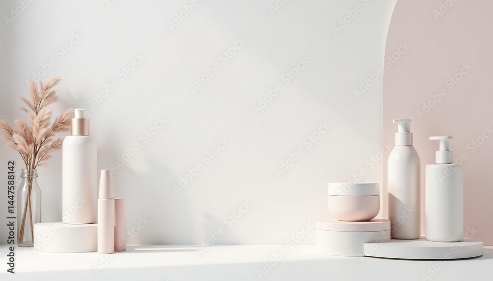 Clean, pure white backdrop for cosmetic display, isolated, smooth, simple Clean, pure white backdrop for cosmetic display, isolated, smooth, simple
