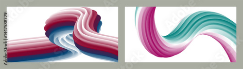 Abstract volumetric background. Cords. set of two illustrations. Toothpaste in a tube. Minimalism. Creative modern background. Cover design, wallpaper, background. eps vector.