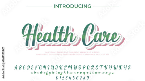 Medical Care Font Stylish brush painted an uppercase vector letters, alphabet, typeface