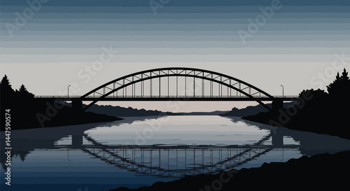 Minimalist Bridge Silhouette over Calm River