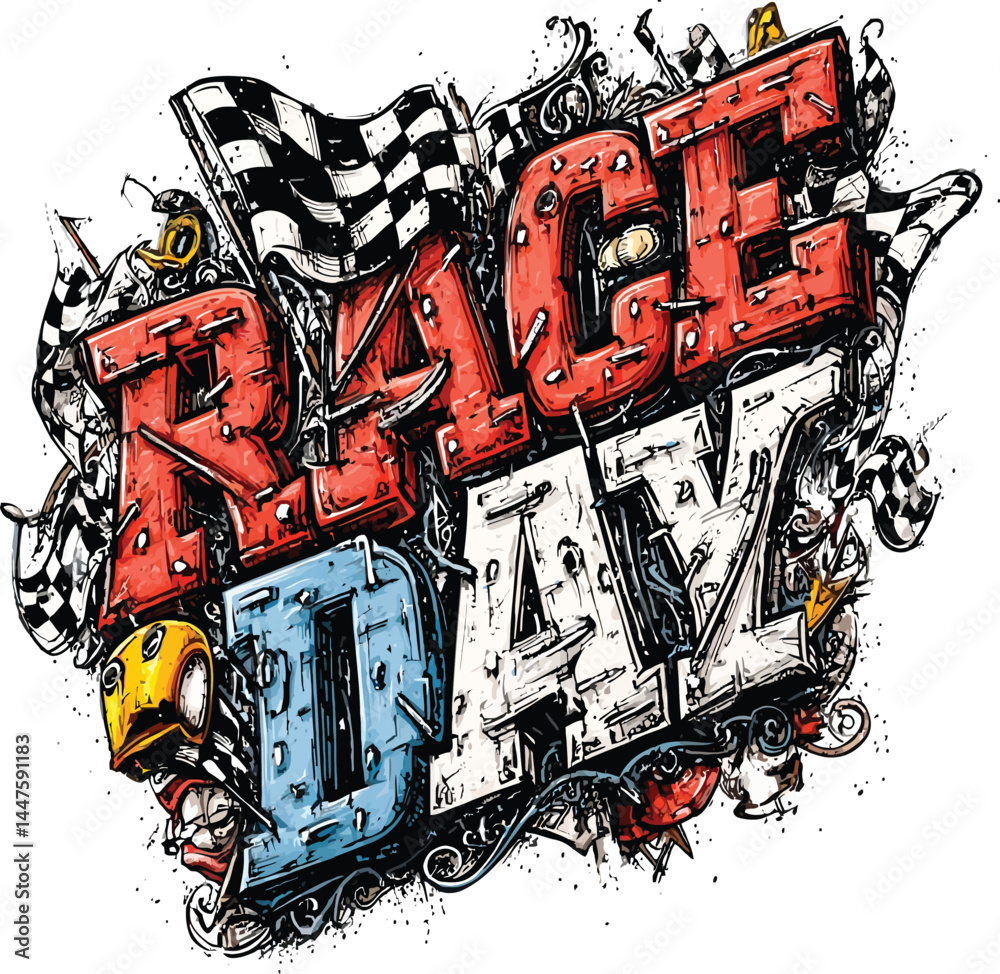 Obraz premium Race Day Vector Illustration – Running Event Clipart for T-Shirts & Sublimation