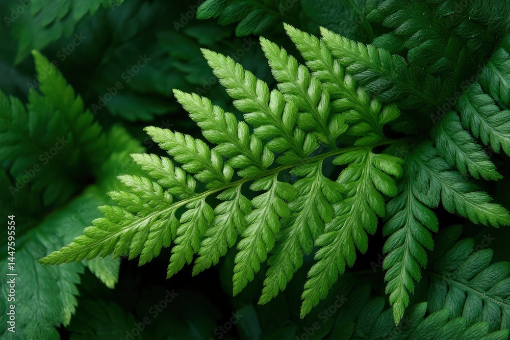 Obraz premium Green Fern Frond Close Up