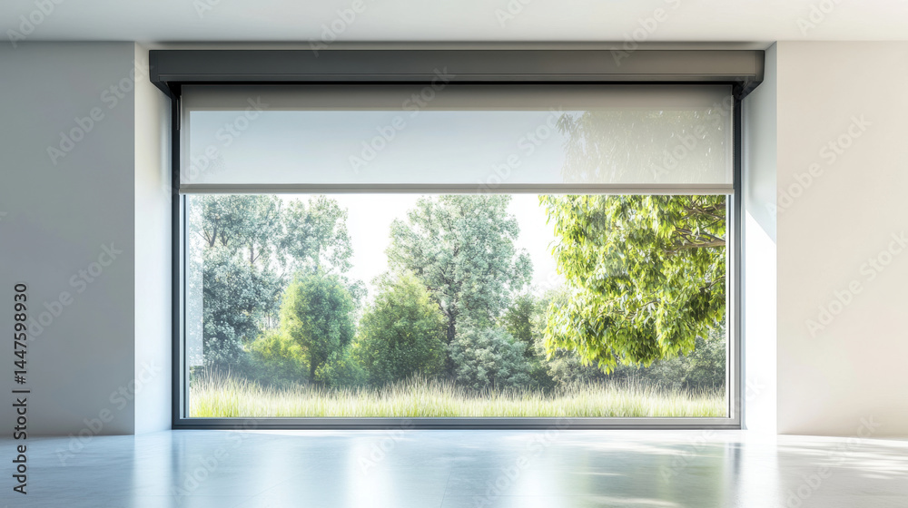 Fototapeta premium Modern contemporary loft empty room with nature view 3d render.