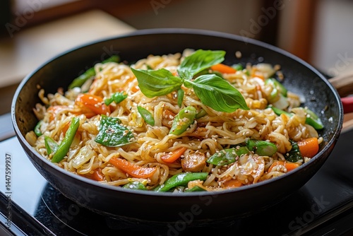 Stir-Fried Asian Noodles in Wok