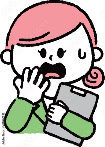 ファイルを持って驚いているスーツの女性
