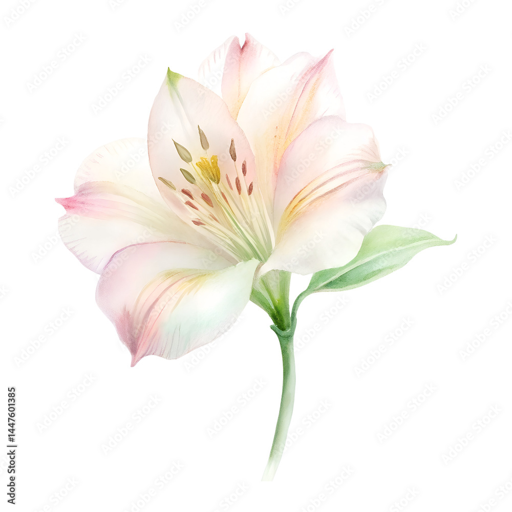 watercolor white lily isolated on white watercolor white lily isolated on white