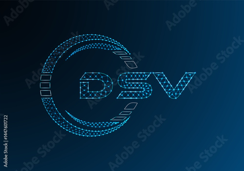 DSV low poly letter logo vector design. DSV lower poly logo design.