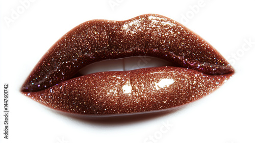 shimmery gloss Lip Butter in spiced brown shade with gold and bronze-red shimmer drop swatch. photo
