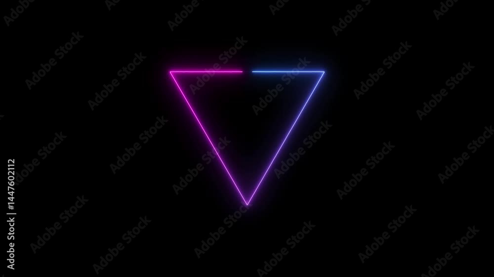 Simple neon triangle animation Triangle animation by cyan neon on black background. Simple neon triangle animation Triangle animation by cyan neon on black background.