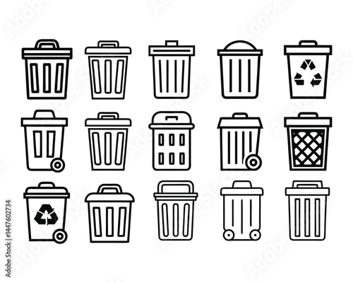 trash bin icon set