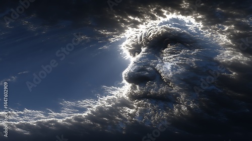 Cloud-shaped old man face in a dramatic sky