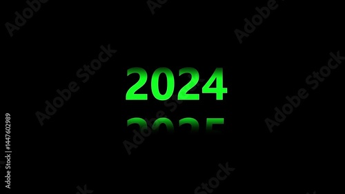 Scroll from 2015 to 2025 on Black Background . 2015 to 2025 text animation scrolling up, 2025 4k transparent background.