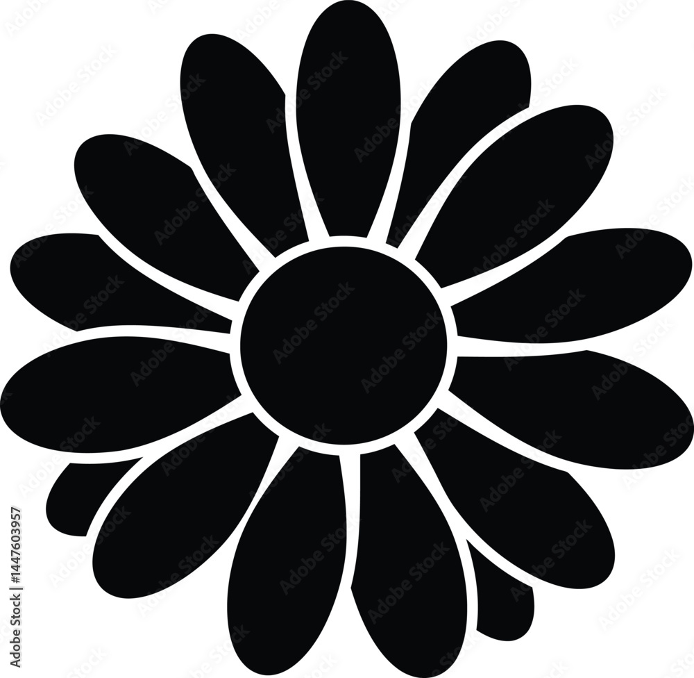 Black and White Daisy Silhouette Vector Black and White Daisy Silhouette Vector