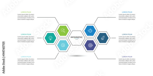 Business infographic template. 6 Step timeline journey. Process diagram, Infographic elements vector illustration