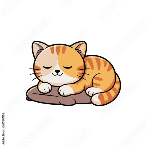 Sleeping cat on a scratcher in cartoon vector illustration style

