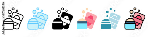 Bath Salts multi style, mini illustration icon, related to relaxation, spa, wellness and more. Vector EPS 10 for modern concept, print, UI, UX kit, web and app development