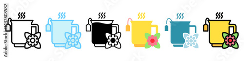 Chamomile Tea multi style, mini illustration icon, related to relaxation, spa, wellness and more. Vector EPS 10 for modern concept, print, UI, UX kit, web and app development