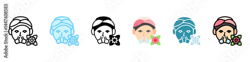 Breathe multi style, mini illustration icon, related to relaxation, spa, wellness and more. Vector EPS 10 for modern concept, print, UI, UX kit, web and app development