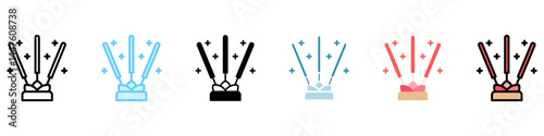 Incense Stick multi style, mini illustration icon, related to relaxation, spa, wellness and more. Vector EPS 10 for modern concept, print, UI, UX kit, web and app development