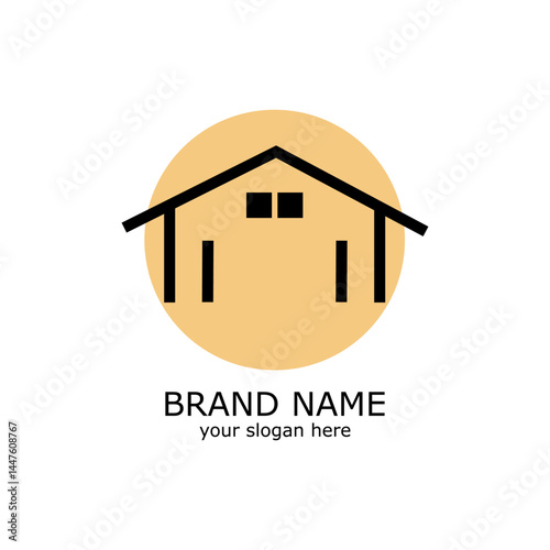 Real estate house logo design template. Building a house real estate logo design
