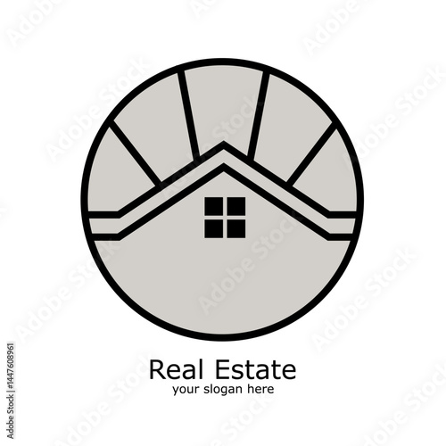 Real estate house logo design template. Building a house real estate logo design