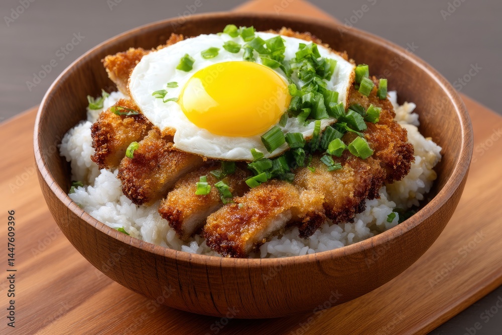 Chicken Katsu Rice Bowl with Egg and Scallions Chicken Katsu Rice Bowl with Egg and Scallions