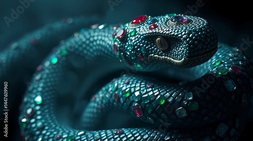 green snake studded with emeralds