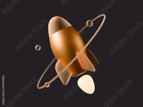 3D Cartoon Rocket in Space