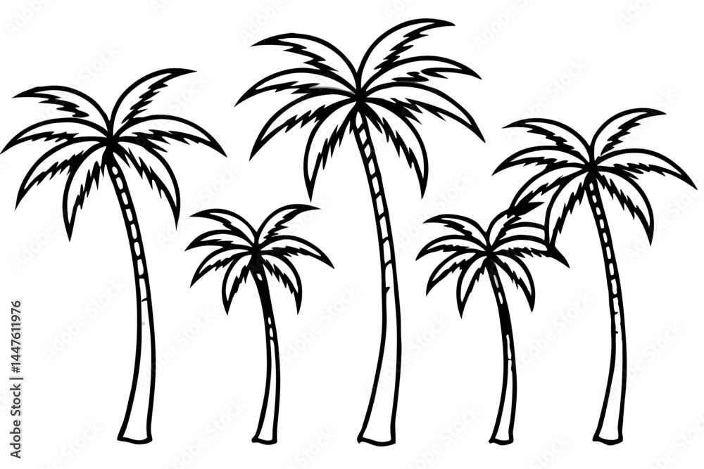 Obraz premium Coastal Palm Tree Line Drawing