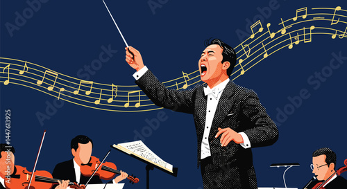 Orchestral Conductor, Vector Art, Leadership, Music