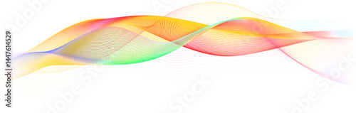 Abstract winding lines of different colors on a black background. Vector illustration in concept technology, science, music, modernity.