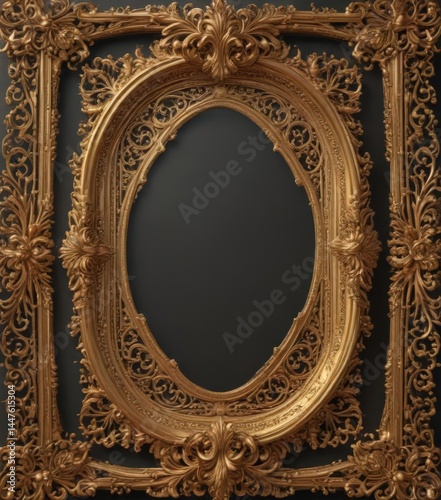 Intricate gold filigree frames, ornate details, vintage style, filigree, decorative frames, picture frame