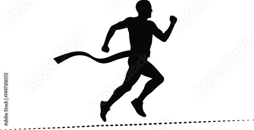 Senior Marathon Runner Silhouette Crossing Finish Line