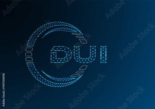 DUI low poly letter logo vector design. DUI lower poly logo design.