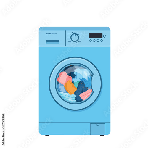 Washing machine flat design style. Vector illustration
