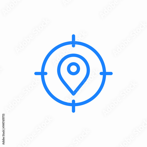location target blue icon sign vector