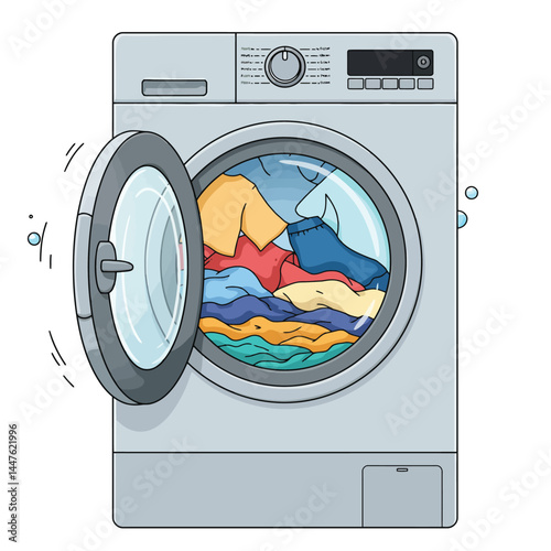 Washing machine flat design style. Vector illustration