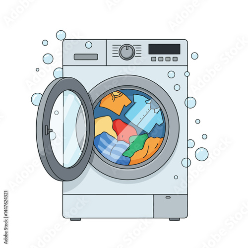 Washing machine flat design style. Vector illustration