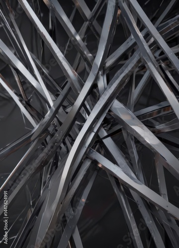 Sleek intersecting metal lines form abstract geometric shapes  , light, metallic, vector