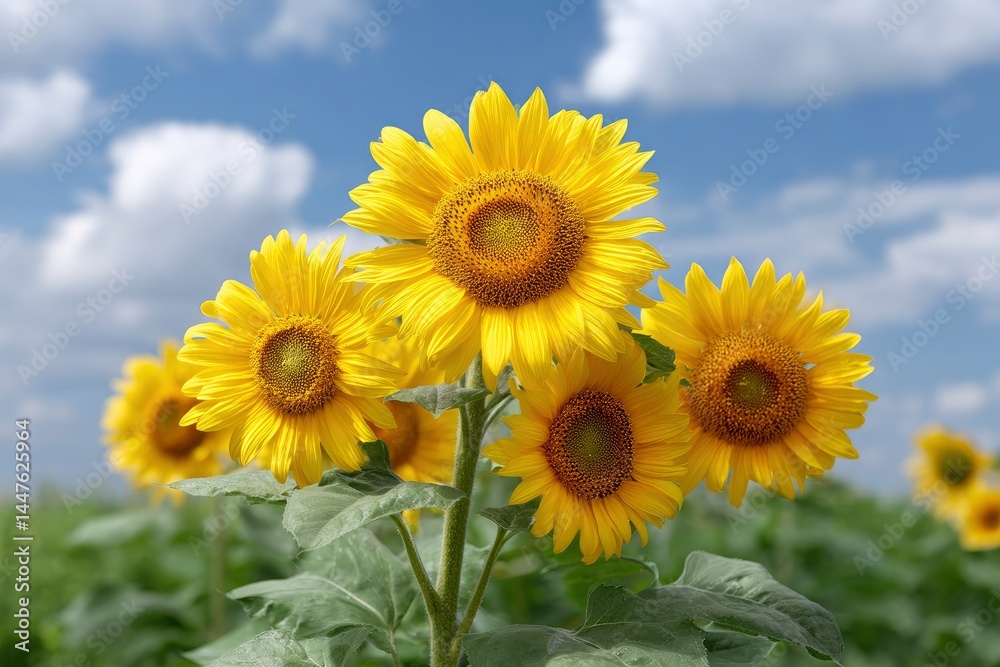 Obraz premium Sunflower Blooms in Field