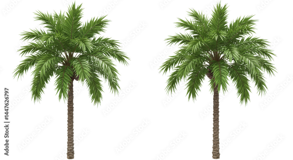 Fototapeta premium Twin palms swaying in tropical air