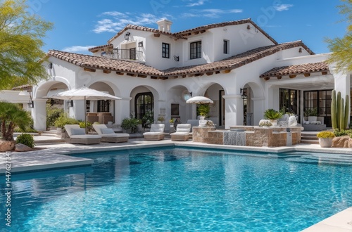 A luxurious mansion in Tucson, Arizona with an outdoor pool and gazebo