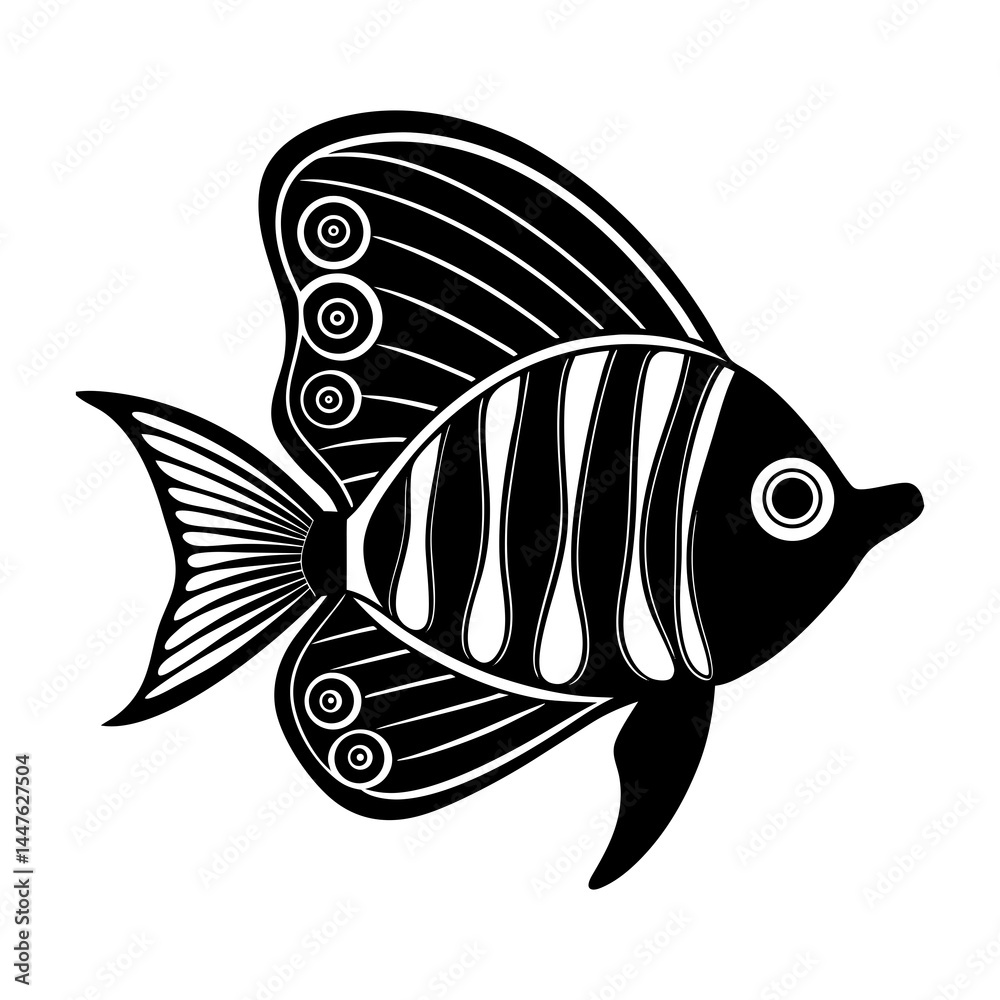 Obraz premium Butterflyfish Vector Silhouette Simple Design