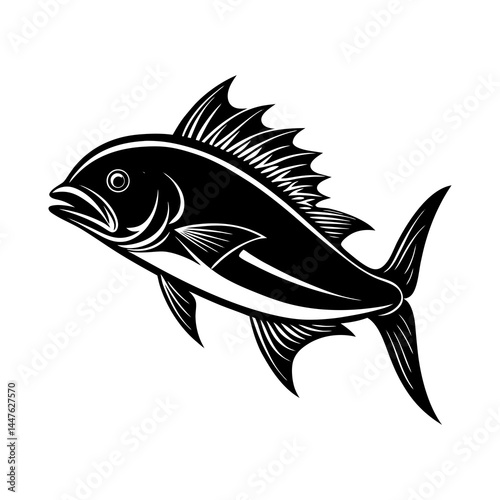 Dorado Mahi Mahi Fish Silhouette in Dynamic Pose