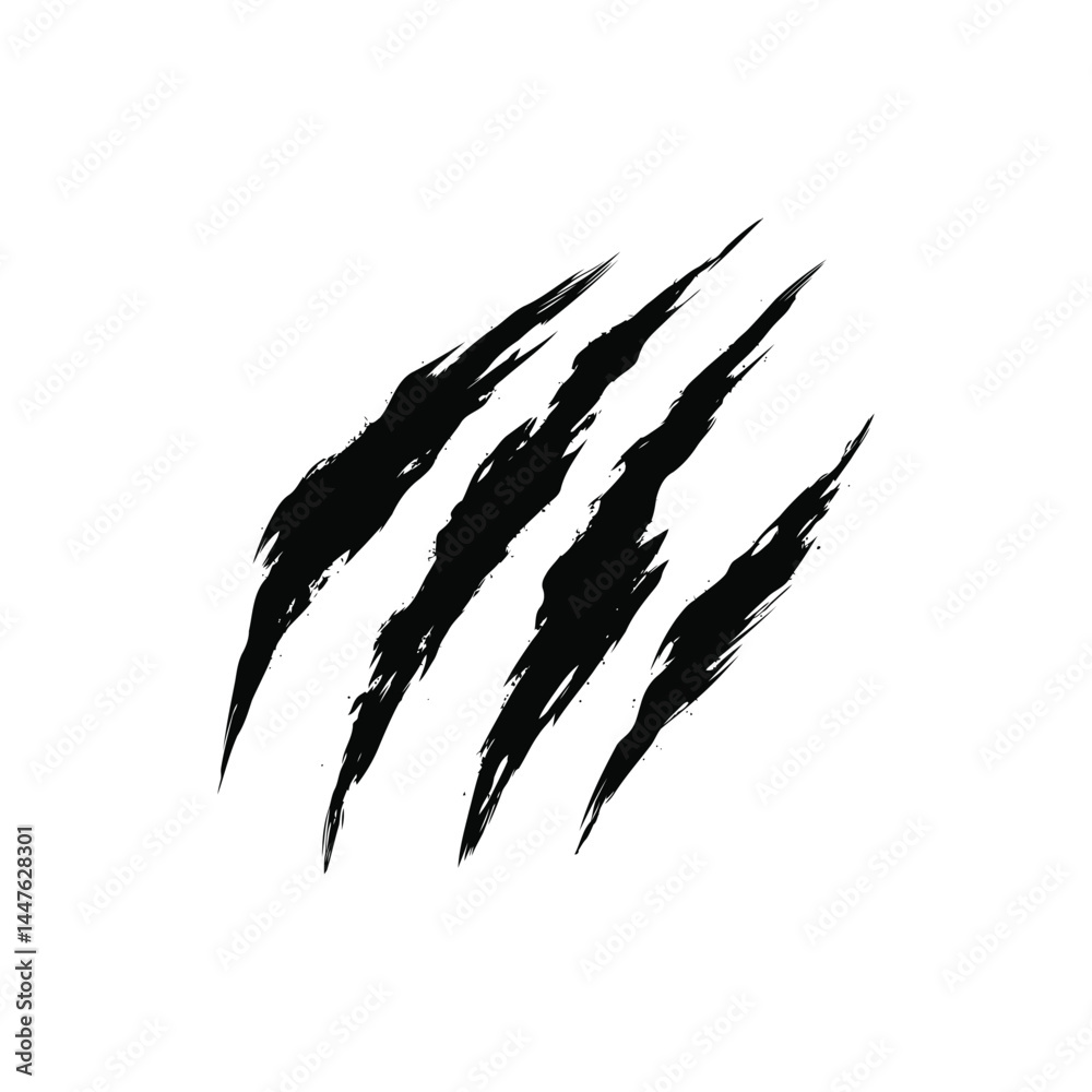Aggressive claw marks tearing through the space with a retro scratch marks vector