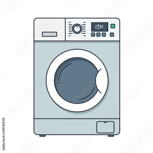 Washing machine flat design style. Vector illustration