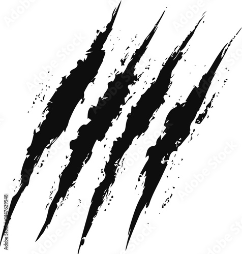Aggressive claw marks tearing through the space with a retro scratch marks vector